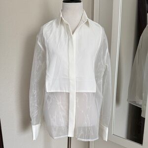 Commense Elegant White Sheer Men's style shirt Jacket